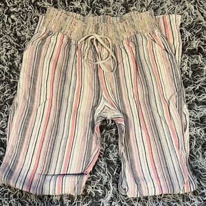 Vanity Striped Linen-Blend Shorts in Pink, Blue & Cream